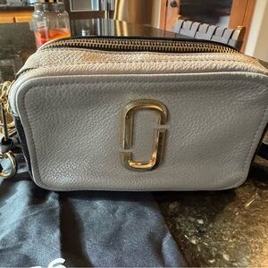 Marc Jacobs Taupe with Black Leather Crossbody Bag